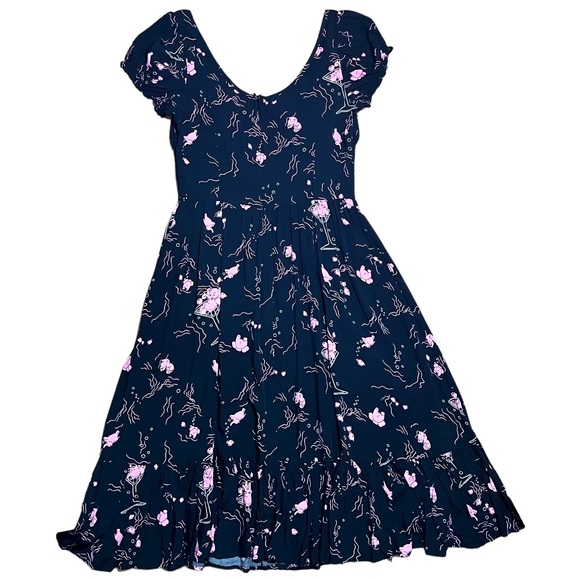 Collectif Carmen Tipsy Elephants Dress NWT In Black & Pink Sz 8/M US - Picture 14 of 16